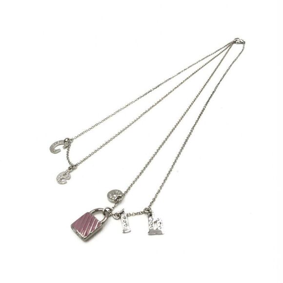 Chole Silver Double Layered Charm Necklace with Rhinestones - Picture 2 of 11